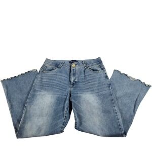 Democracy Absolution Flare Jeans Blue Embroidered Scalloped Hem B1002NOVB 12